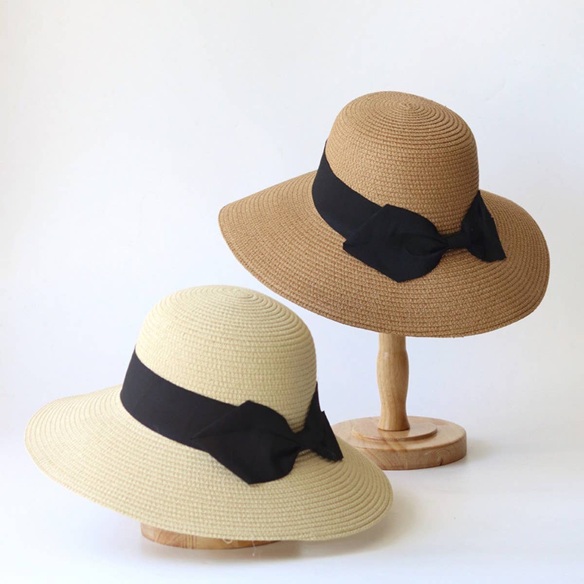 Summer Literary Bow Sunshade Straw Hat_CWAH3434