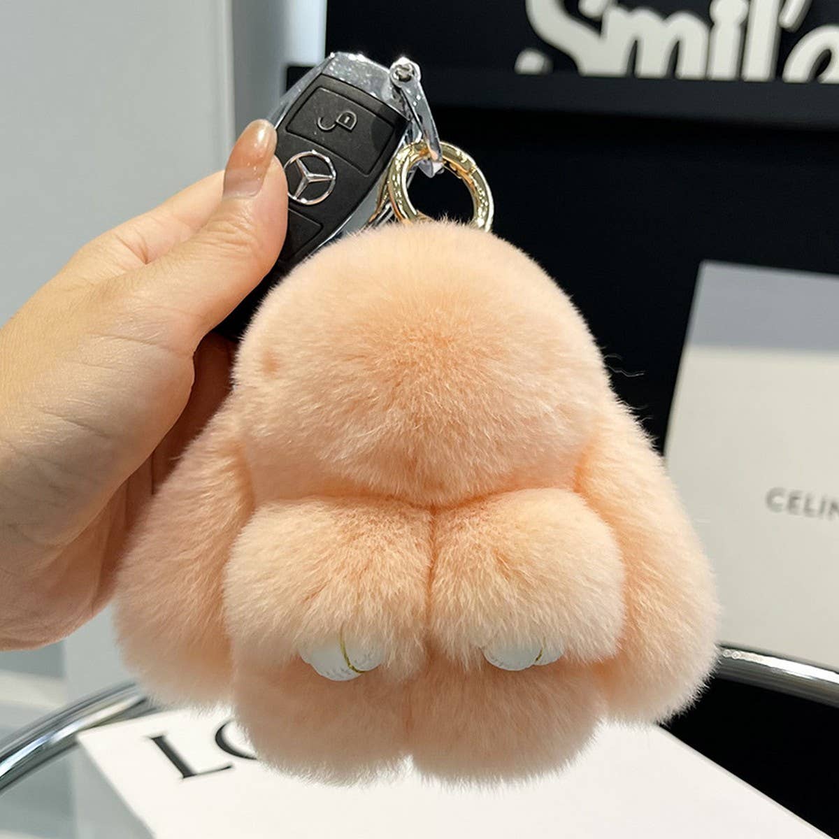 NEW MINI CUTE PLUSH BUNNY CAR KEYCHAIN PENDANT