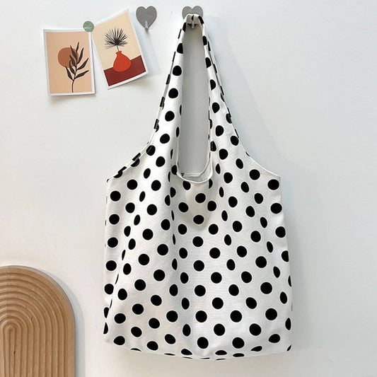 Polka dot single-shoulder bag simple canvas bag