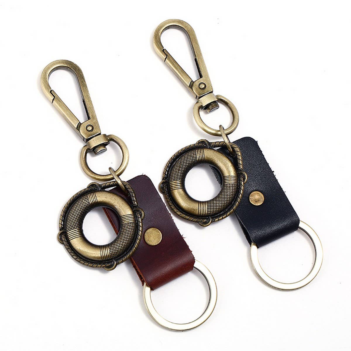 NEW ALLOY BRONZE PENDANT RETRO COWHIDE KEYCHAIN