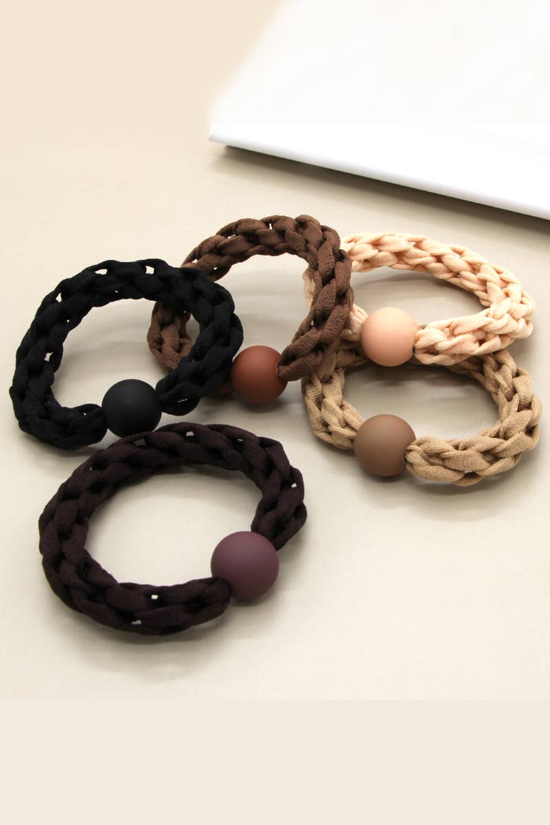 5PCS SOLID HAIR TIES ELASTIC SCRUNCHIES _CWAHA0170