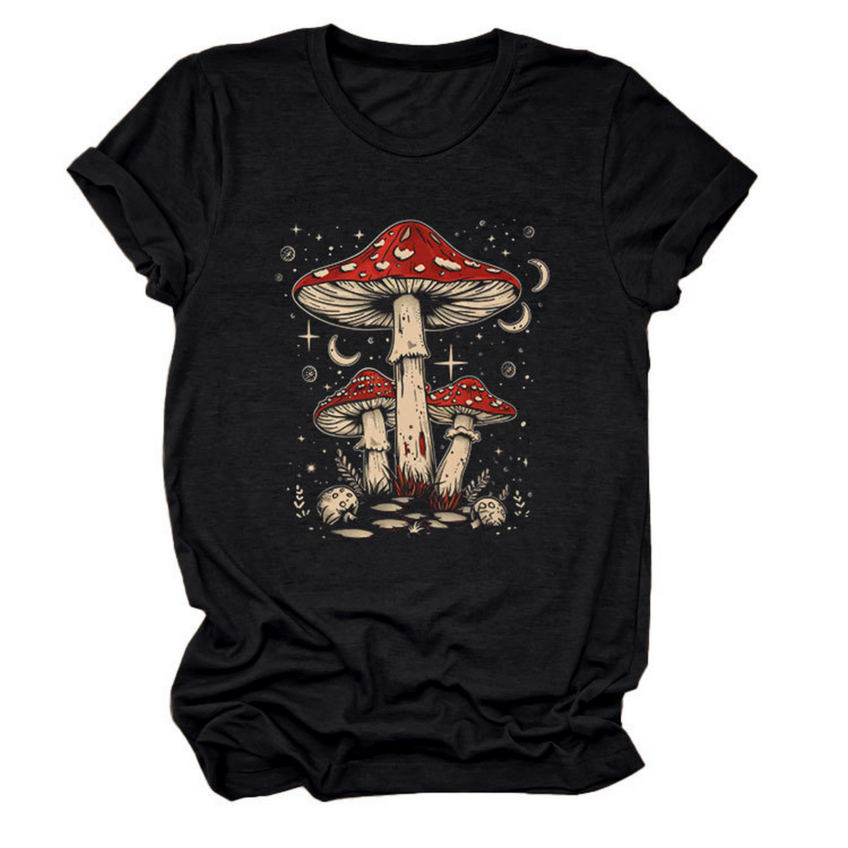 Playful Red Mushroom Print Women's Base Tee_CWTTS1510