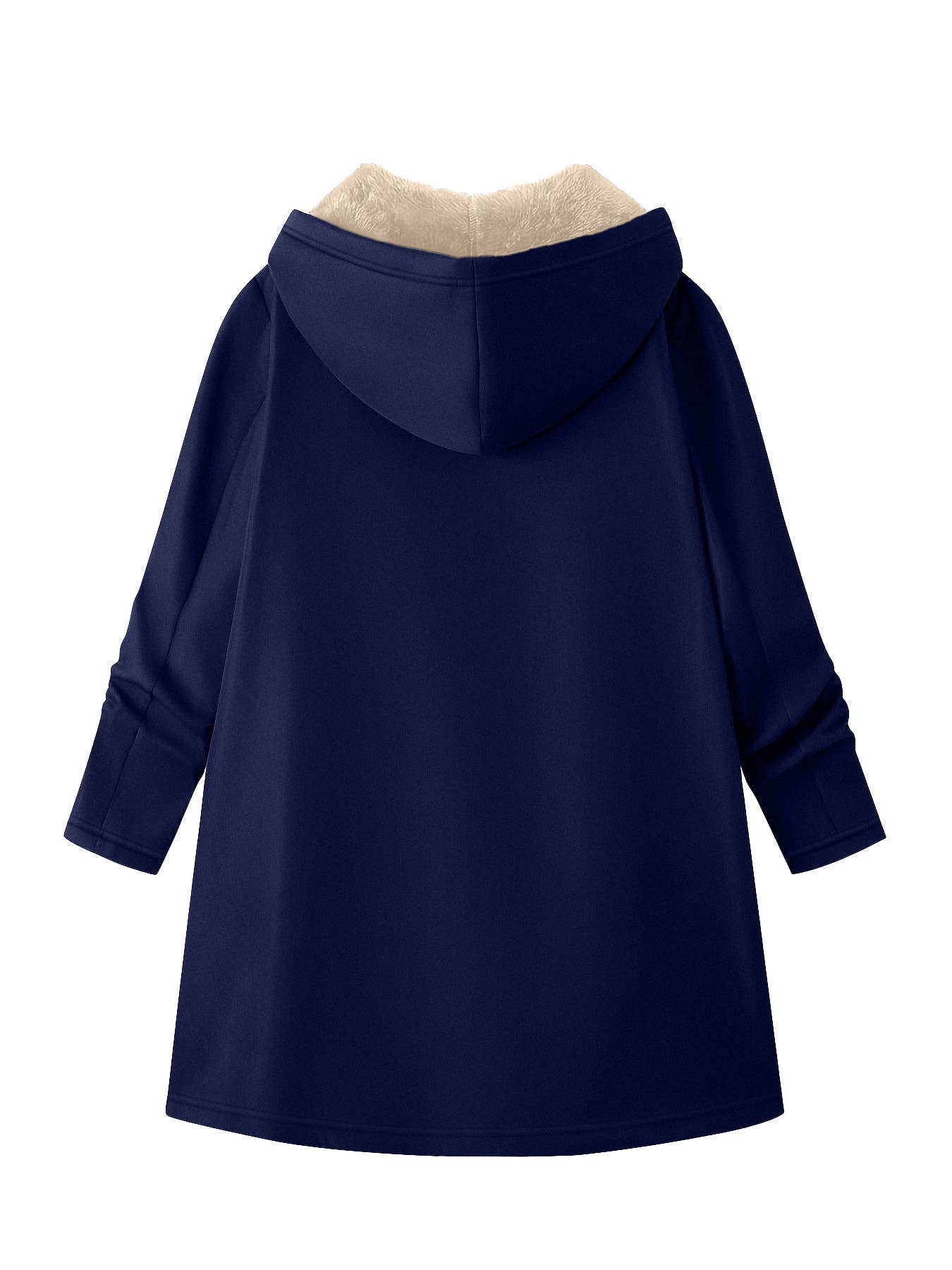 Long hooded coat solid color and velvet coat