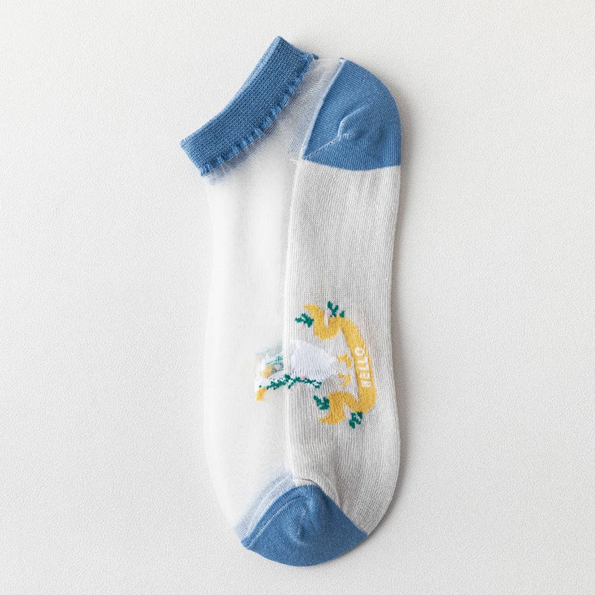 PEACH PRINT SHORT COLORED TRANSPARENT SOCKS_CWMS0400