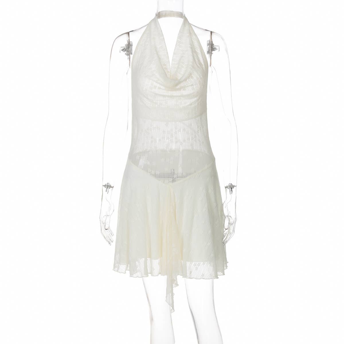 Lace Halter Backless Vacation Dress