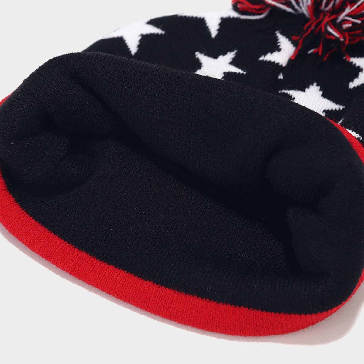 FASHION STRIPED JACQUARD POM-POM KNITTED HAT_CWAH1614