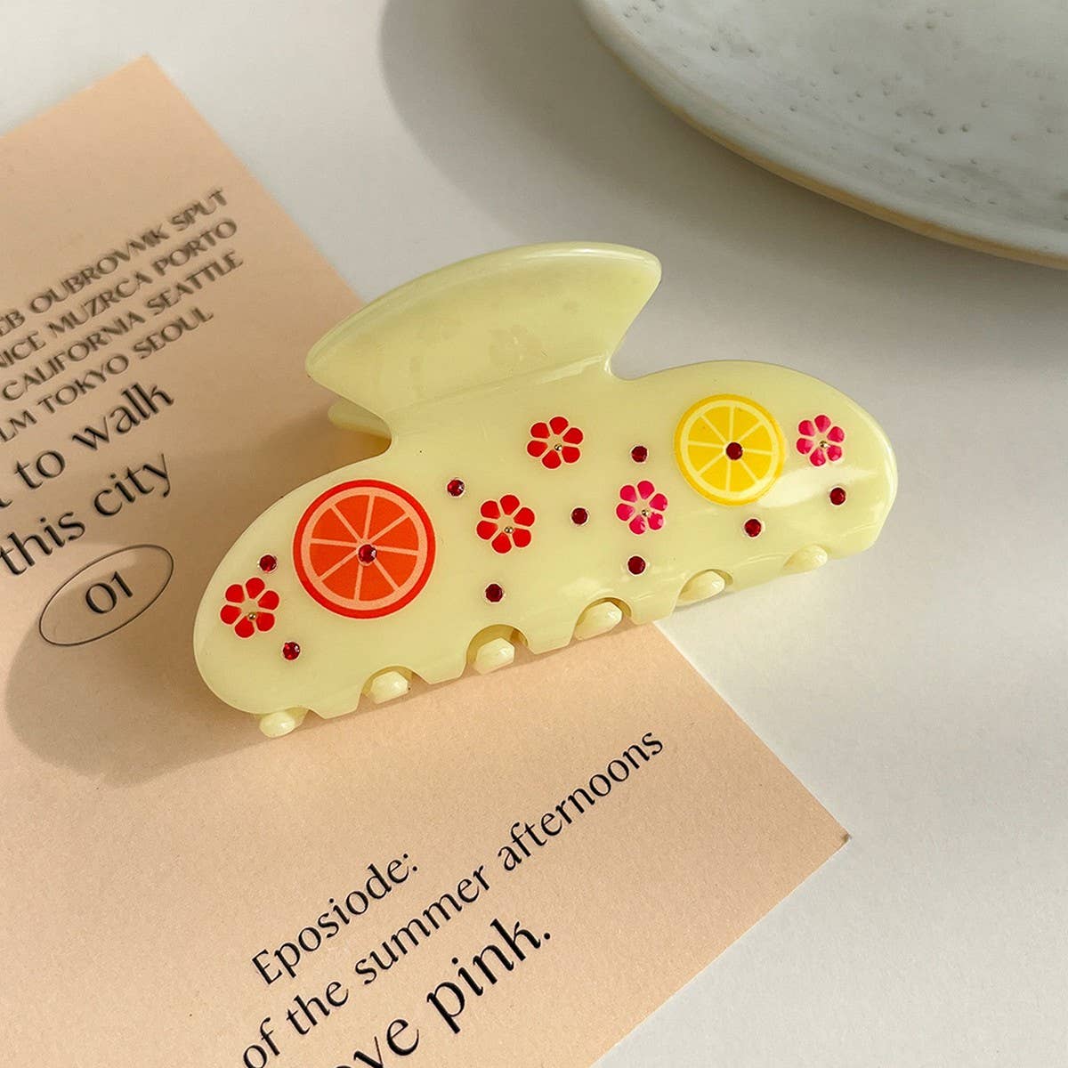 Lemon Yellow Acetate Hair Claw, Back Bun Clip