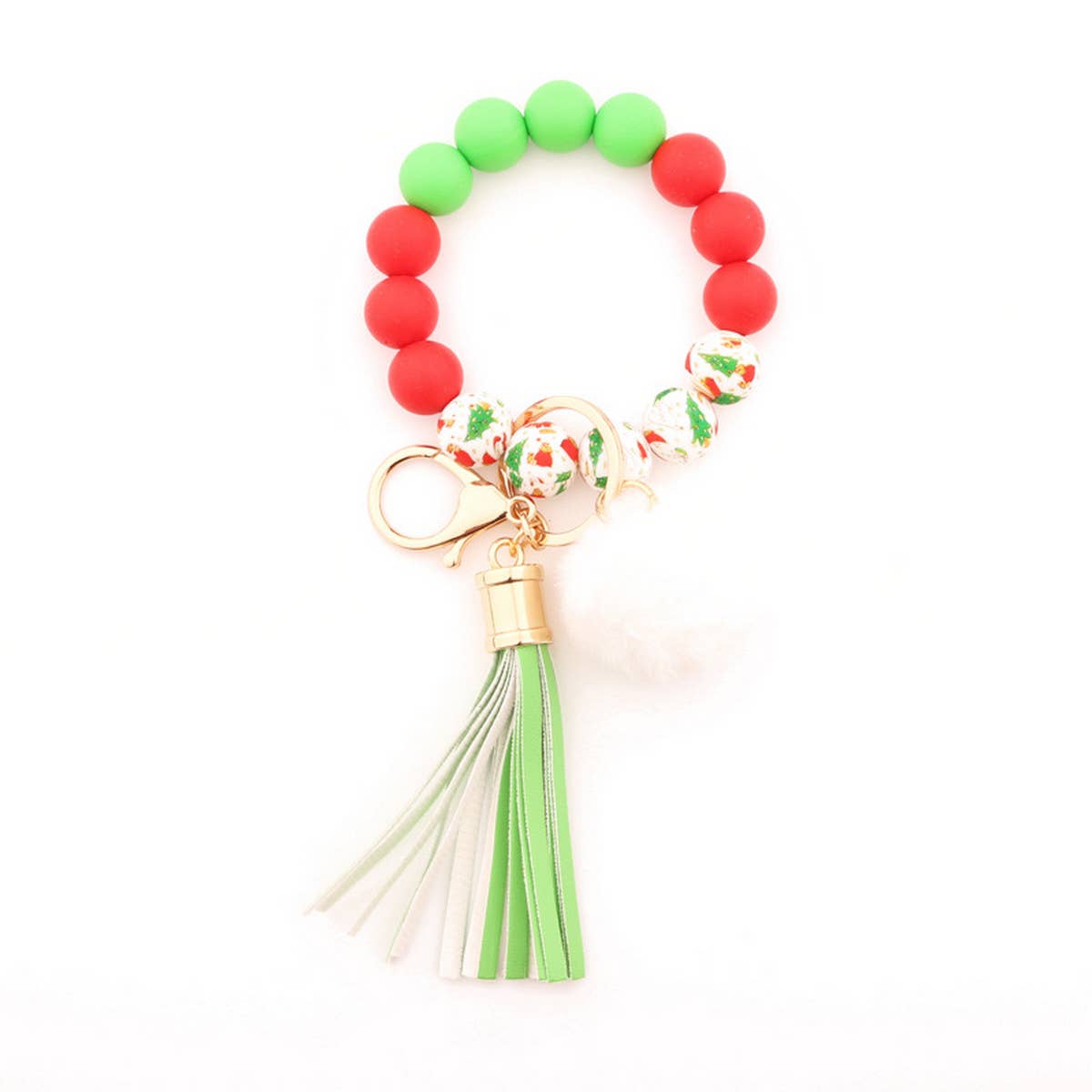 CHRISTMAS BEAD BRACELET CARD HOLDER KEYCHAIN
