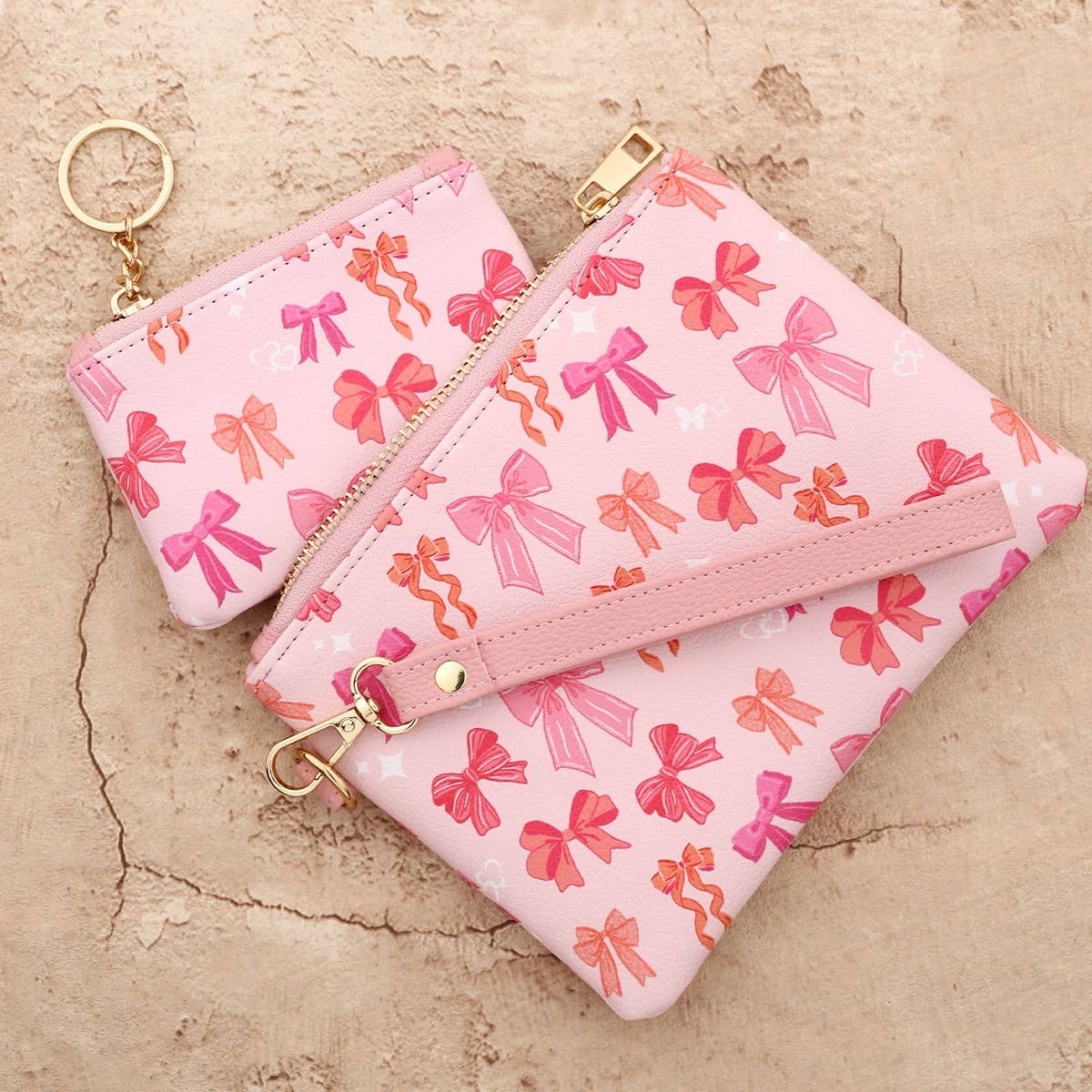 Women¡¯s Leather Coin Wallet with Bow and Wristlet_CUAB00436