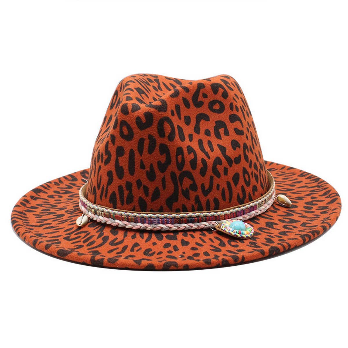LEOPARD PRINT WOOLEN HAT SAPPHIRE TASSEL JAZZ HAT_CWAH2608
