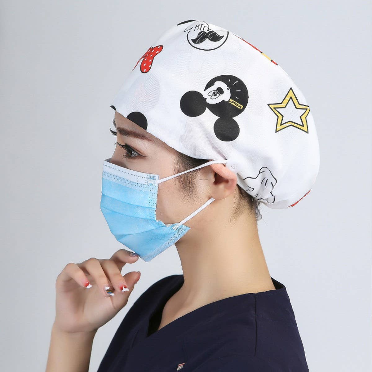 NURSE CAP OPERATING ROOM ADJUSTABLE ROUND CAP_CWAH3336