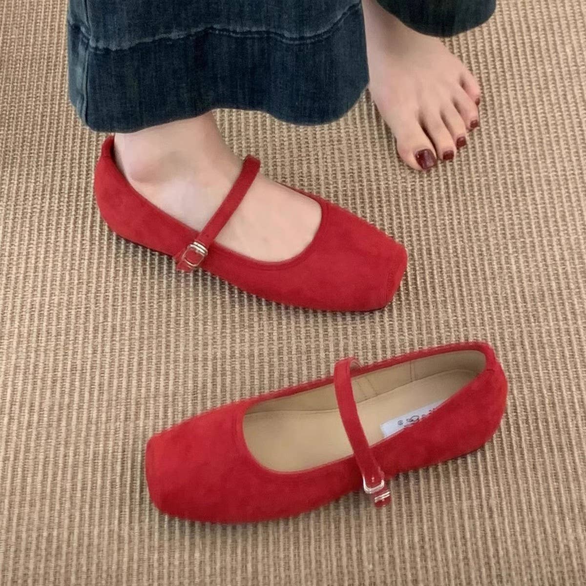 Hidden Wedge Square Toe Flat Loafers for Women
