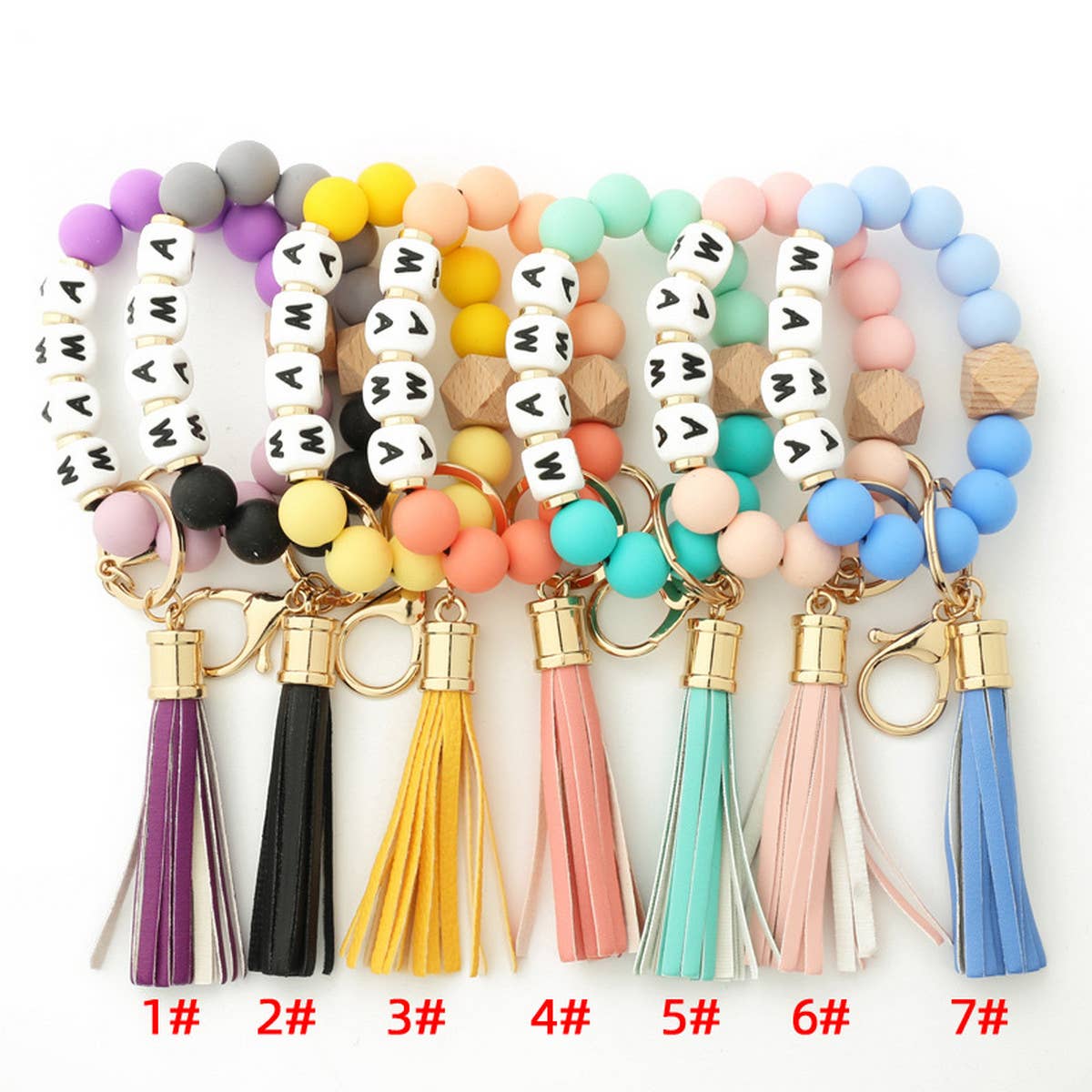 POPULAR SILICONE BEAD BRACELET KEYCHAIN_CWMM1290