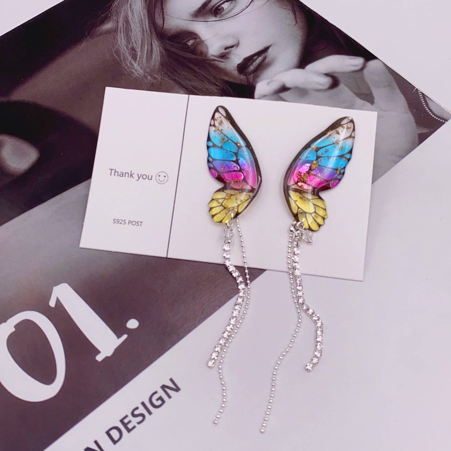 Personalized three-dimensional butterfly earrings