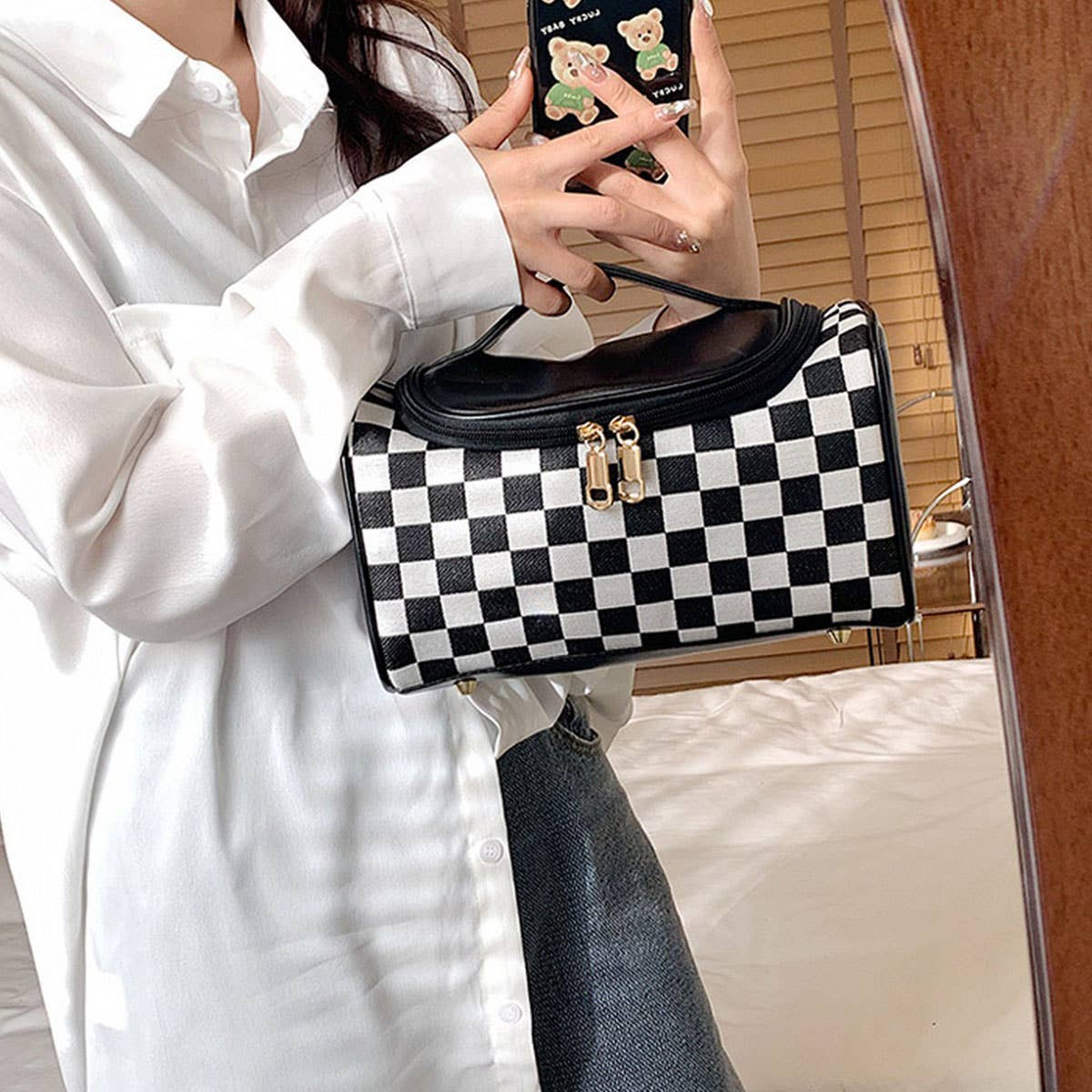 NEW CHECKERBOARD LARGE-CAPACITY COSMETIC BAG_CWAB4491