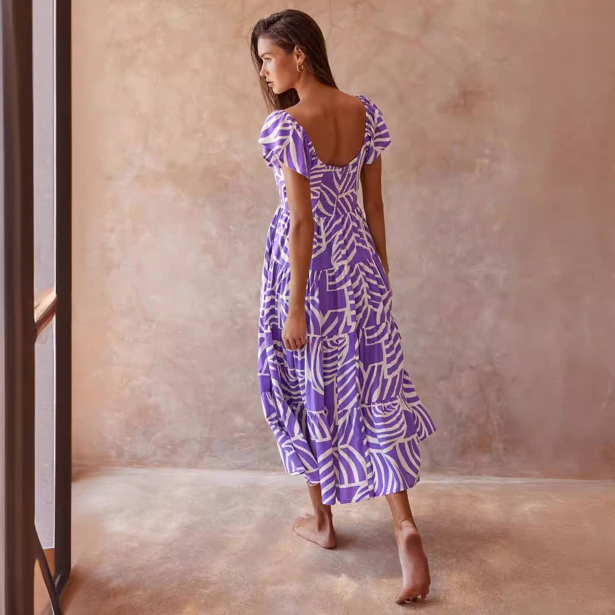 Long flowing backless beach dress