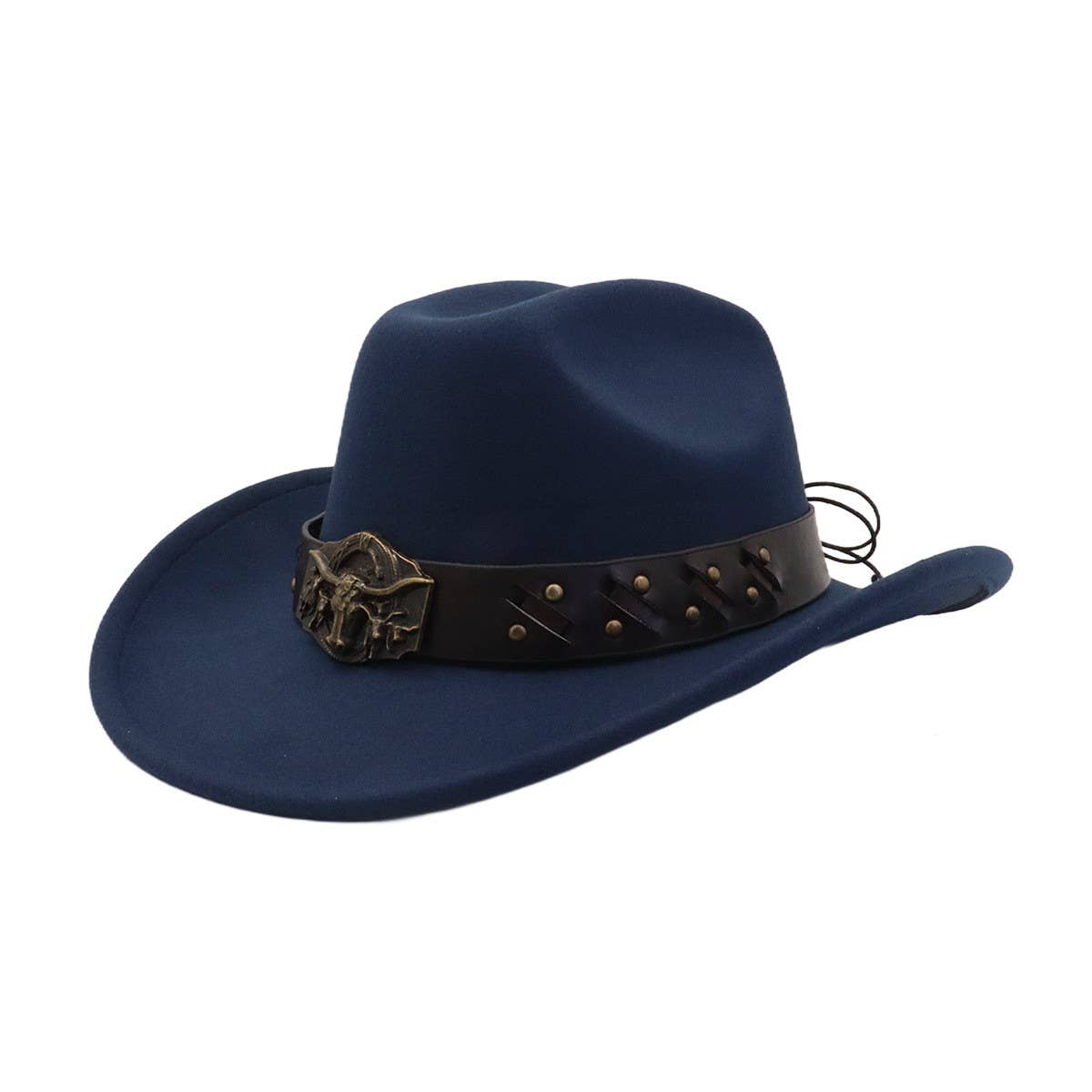 New Western Wool Fedora Hat with Ethnic Design_CWAH04499