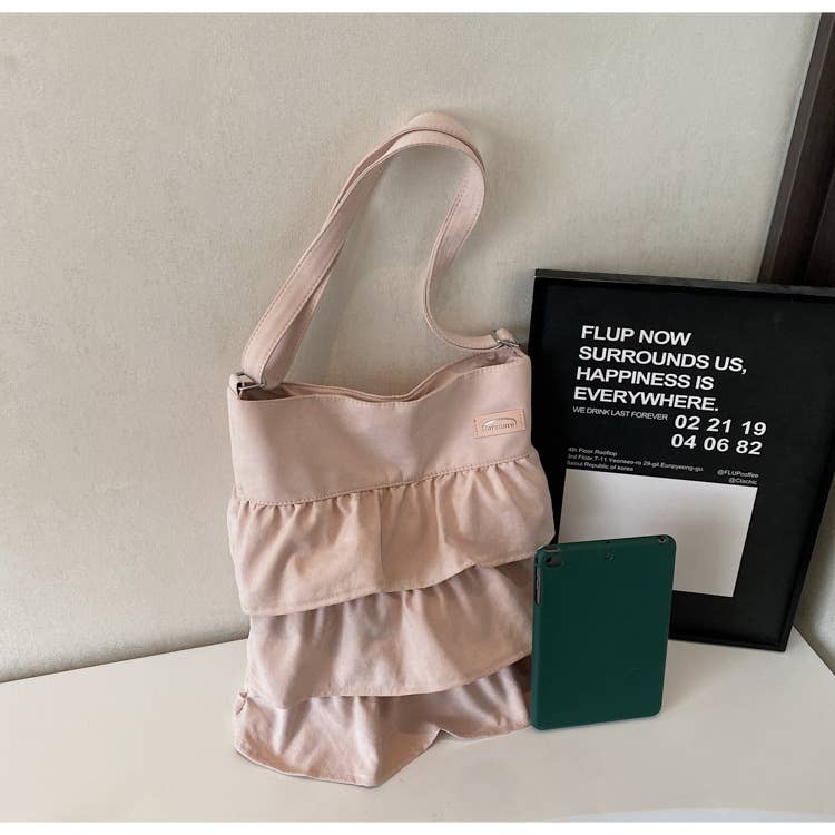 Lotus leaf pleats large-capacity crossbody bag