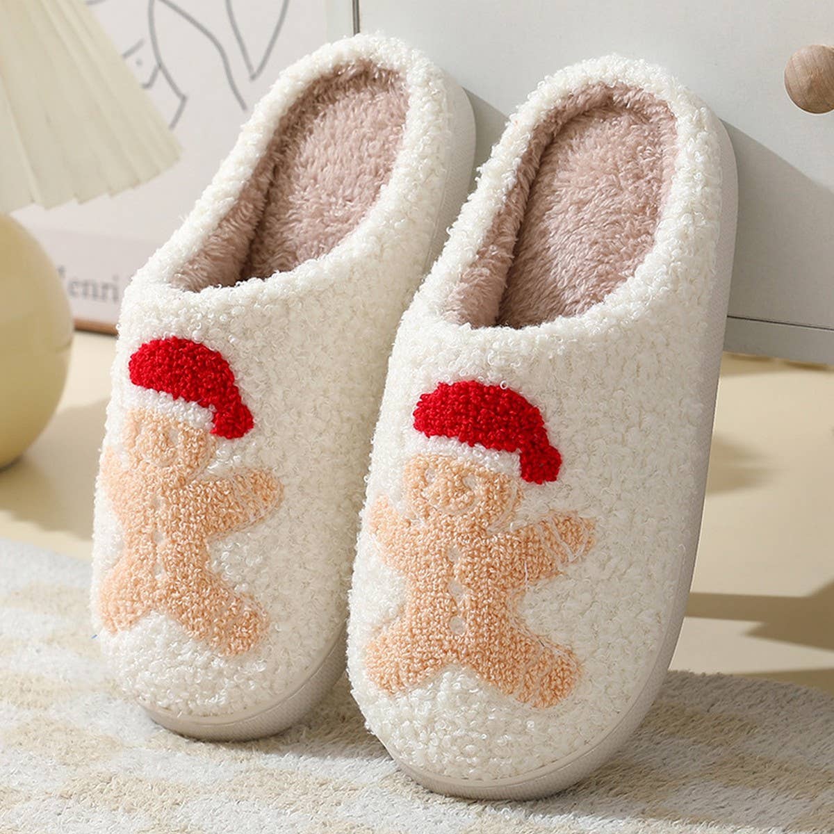 DEER PATTERNED CHRISTMA SANTA CLAUS INDOOR SLIPPER