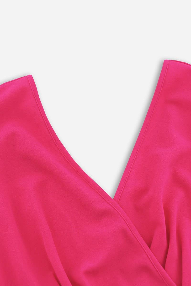 CWDMD2204_V-NECK RUFFLED TRIM TEMPERAMENT DRESS