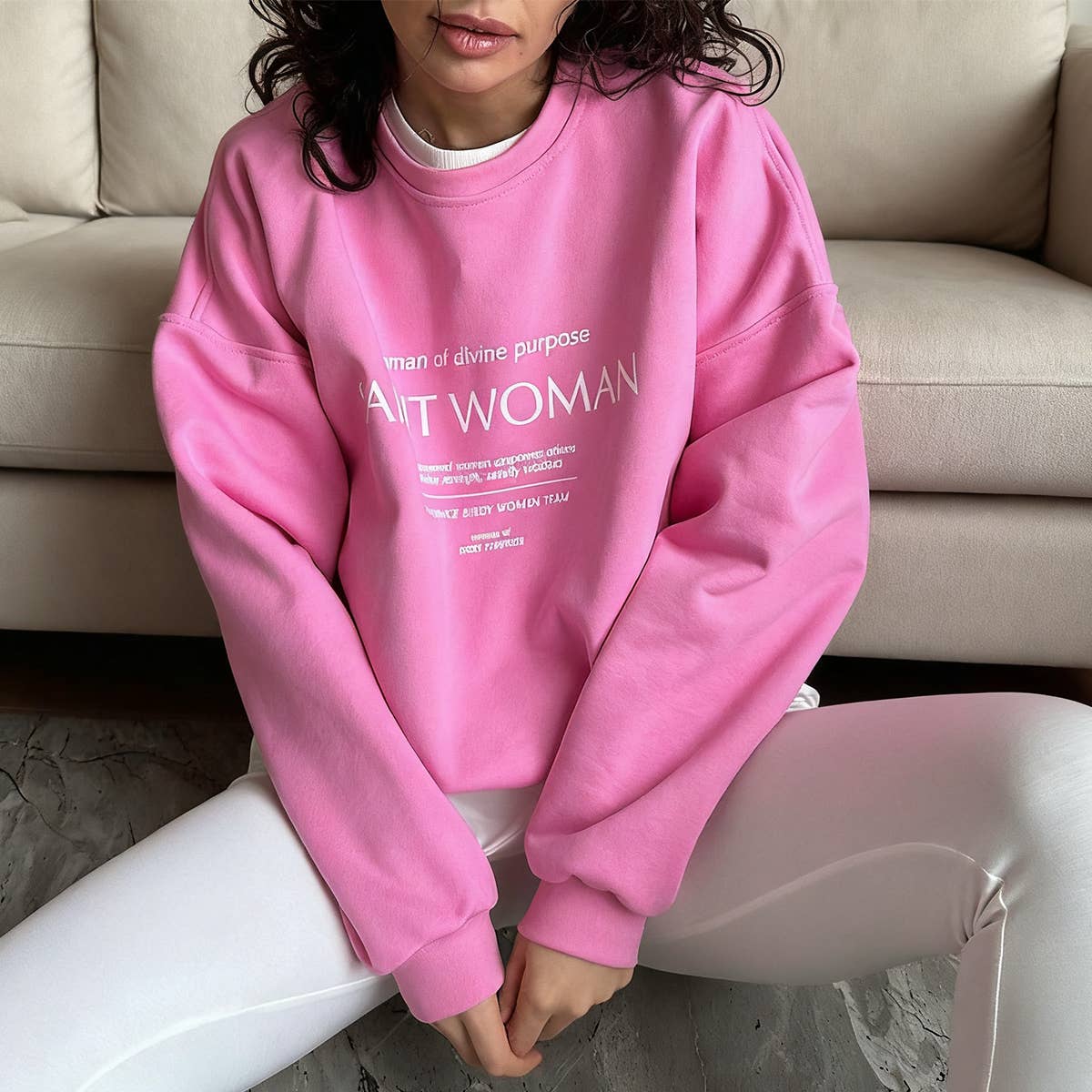 Round-neck fashionable lettered loose hoodie