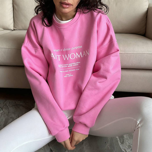 Round-neck fashionable lettered loose hoodie