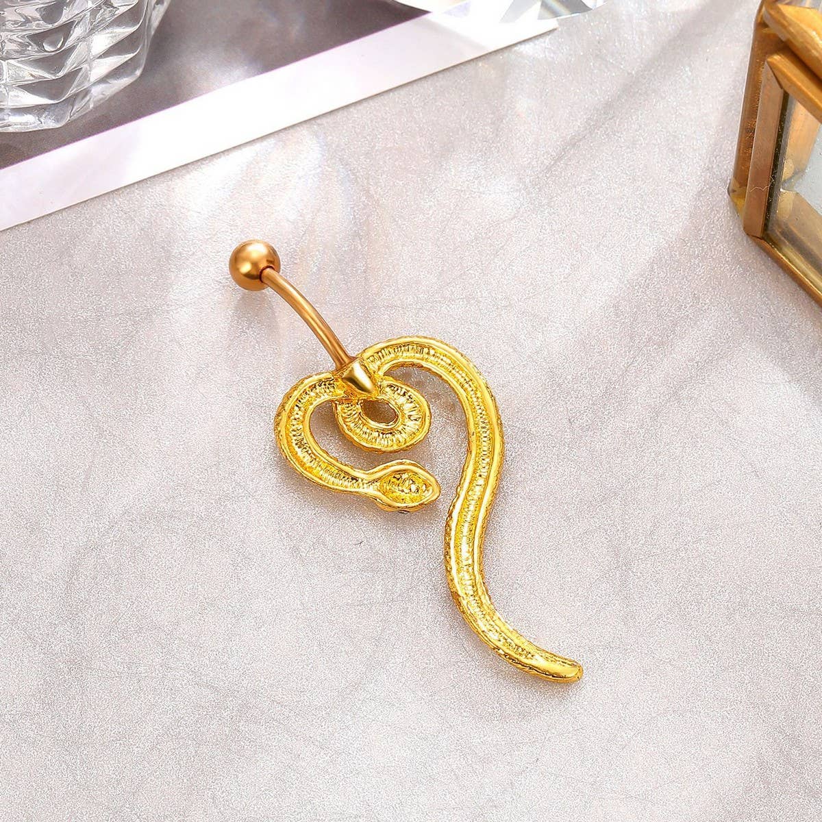 Punk Snake Belly Ring Unique Body Piercing_CWMM9314