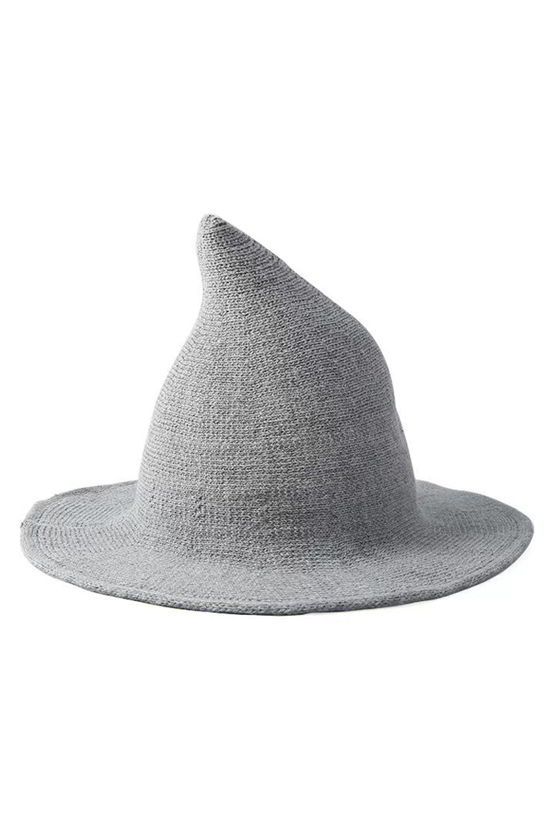 Halloween Knit Witch Hat, Wide Brim Pointed Top_CWAH0616