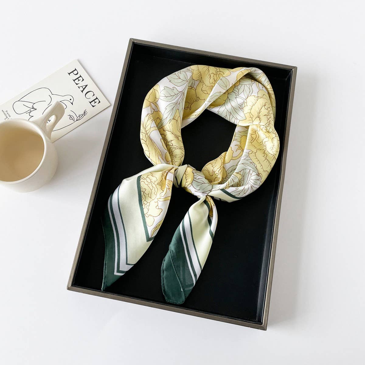 Letter Print Satin Square Scarf for Women