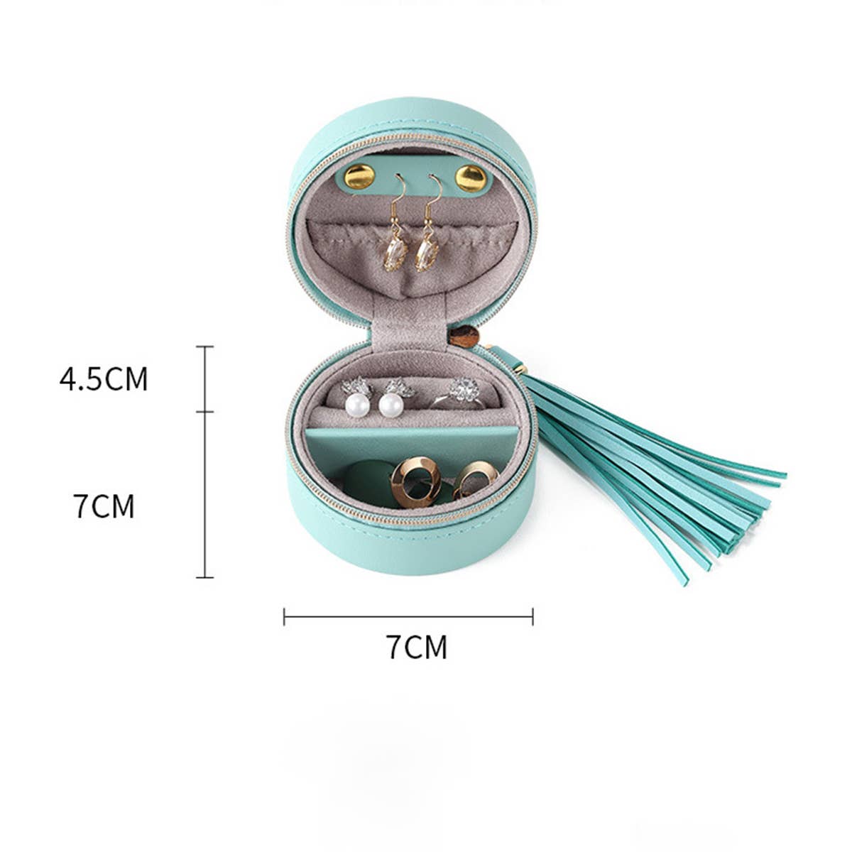 ROUND MINI TRAVEL PORTABLE JEWELRY STORAGE BOX