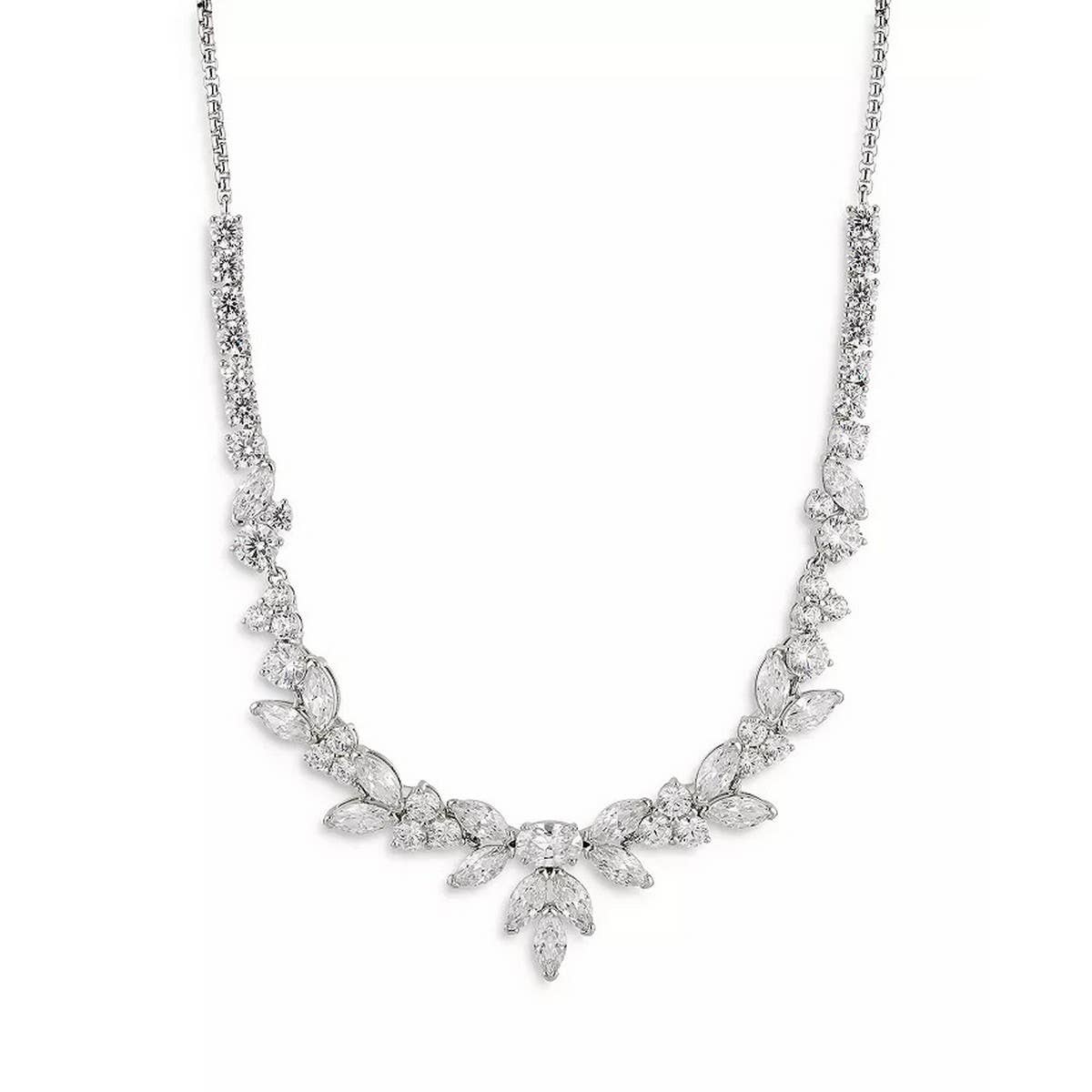 Zirconia Oval Round Pendant Necklace_CWMM5305