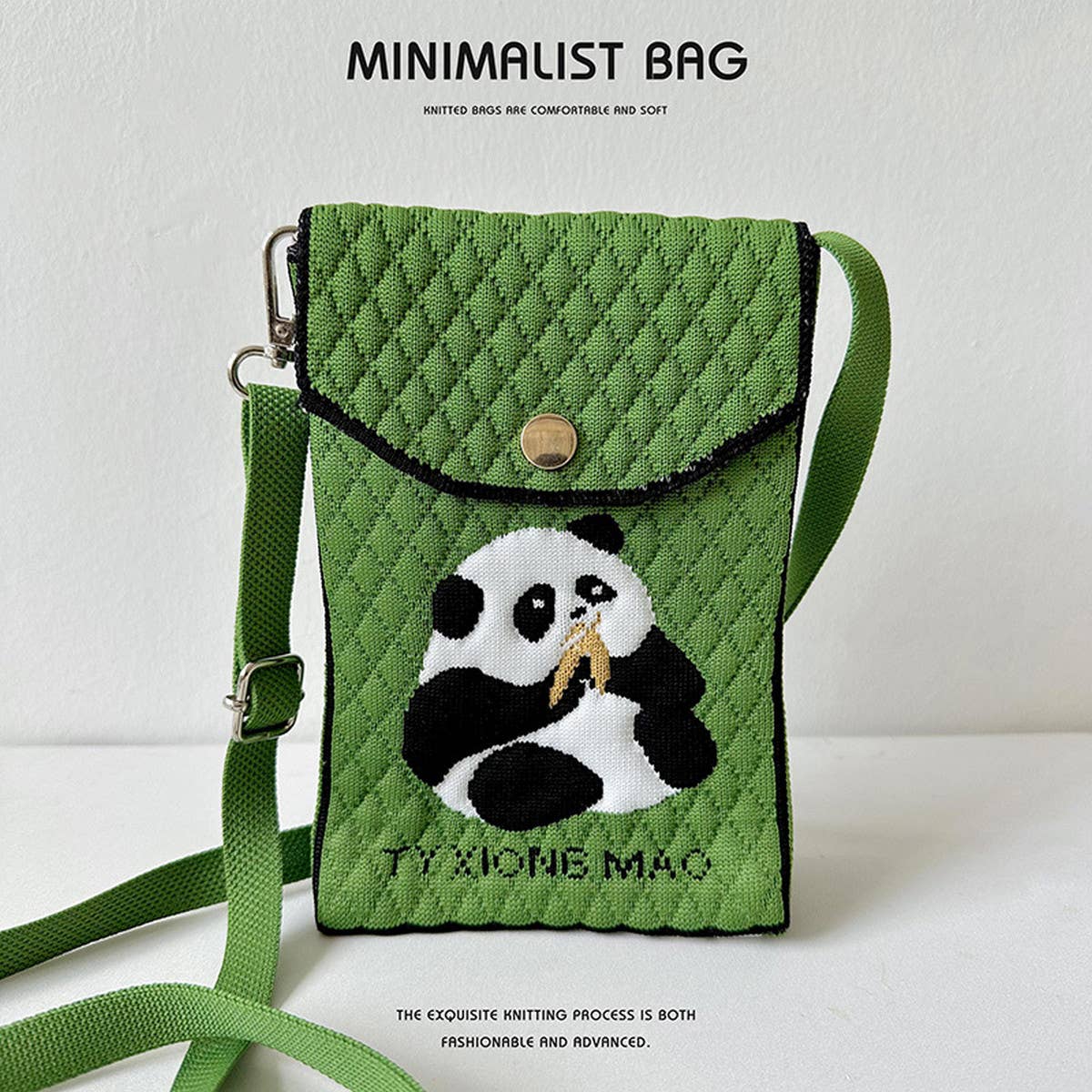 CUTE CARTOON PANDA KNITTED SHOULDER BAG_CWAB1520