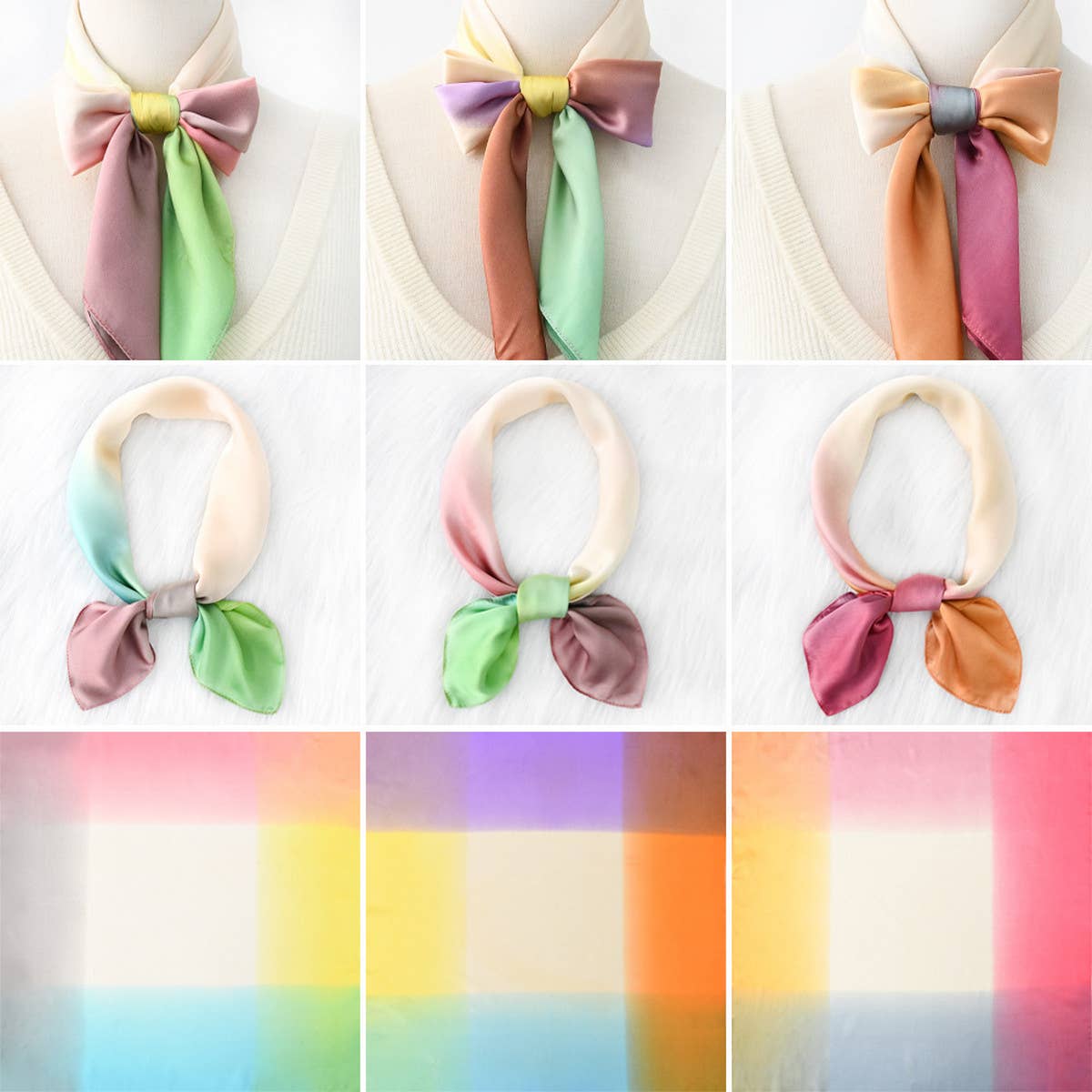 RETRO GRADIENT MULTI-COLOR SILK SCARF_CWASC1152