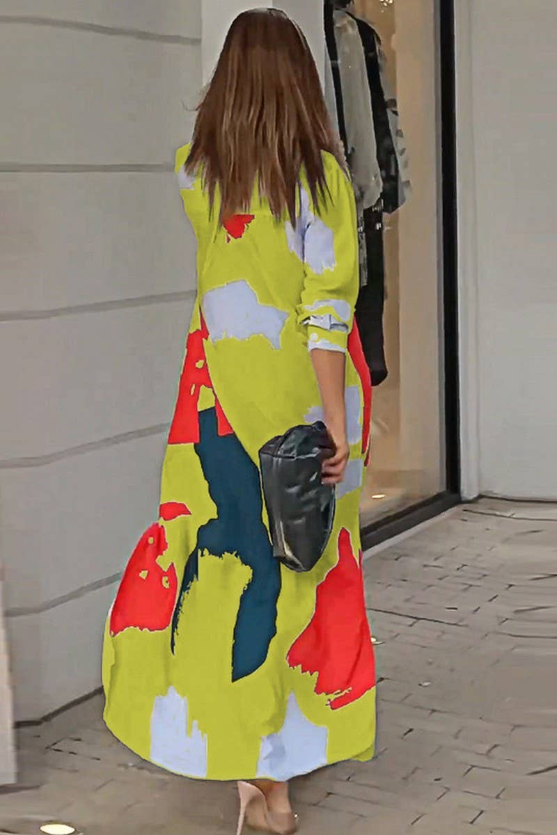 WOMEN COLLARED MARBLE PRINT COZY SHIRTS DRESS_CWDMD0719