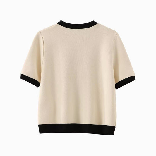 Single breasted short sleeve knit coat