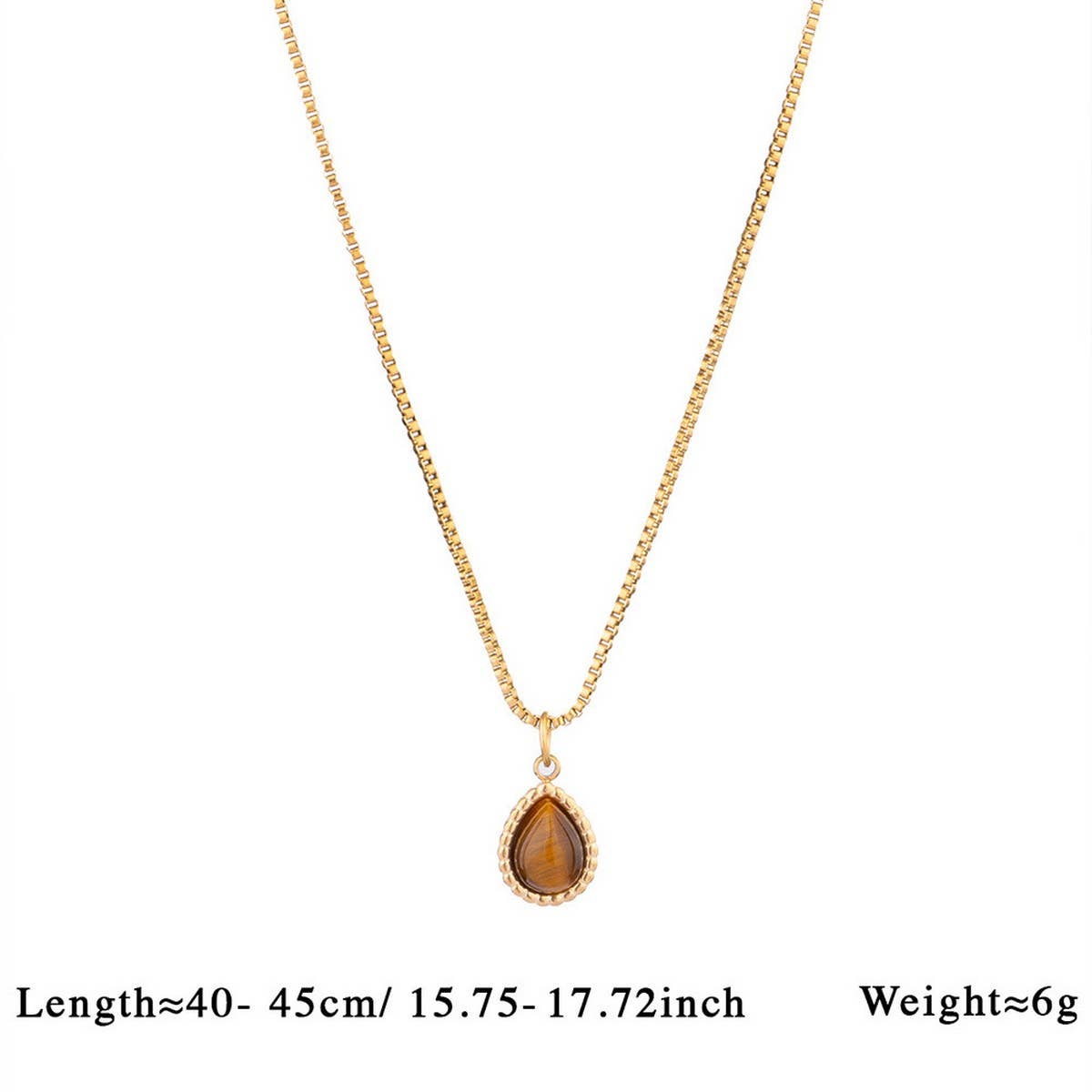 Vintage Stone Pendant Necklace Stainless Steel