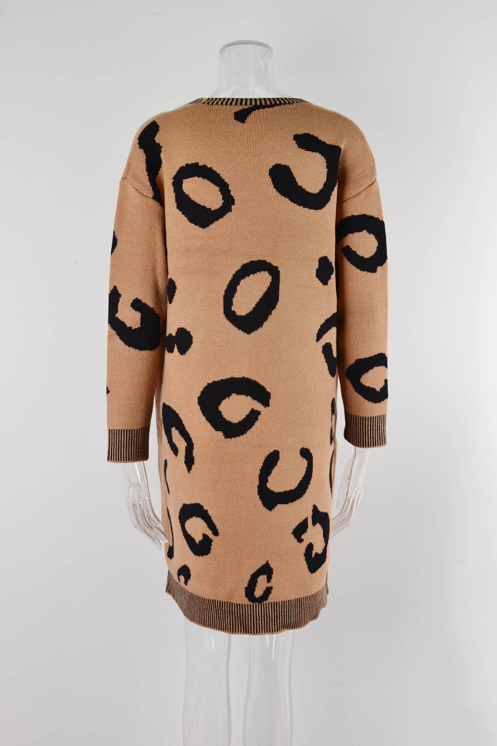 LEOPARD PRINT SWEATER LONG CARDIGAN FASHION COAT