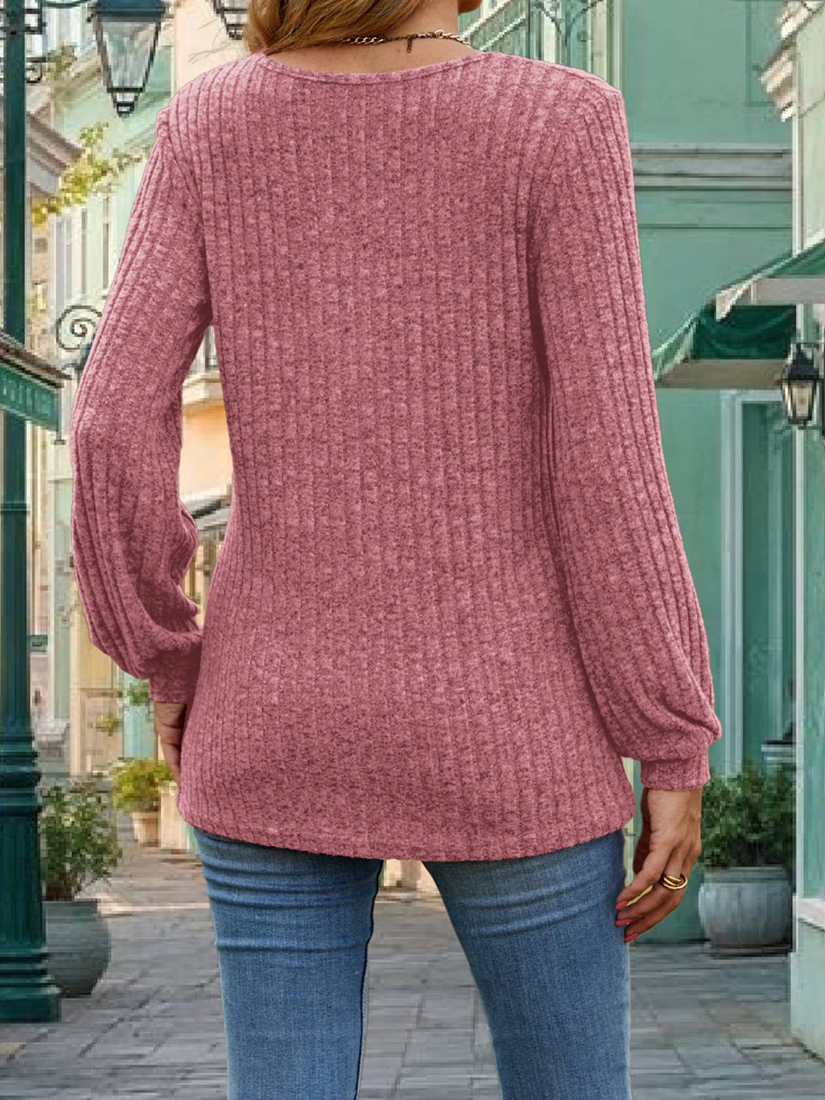 Knitted long-sleeved fashionable casual top