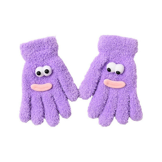 CWAG0283_CORAL FLEECE CARTOON KNITTED WOMEN'S GLOVES