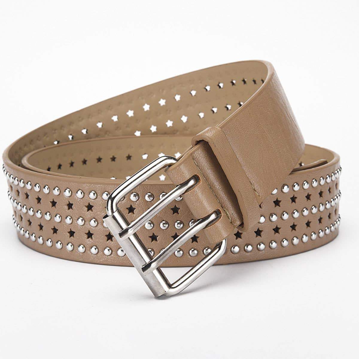 Punk hip-hop style five-pointed star-hole belt