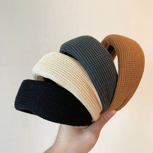 RETRO SOLID COLOR KNITTED HEADBAND HAIRPIN_CWAHA4033