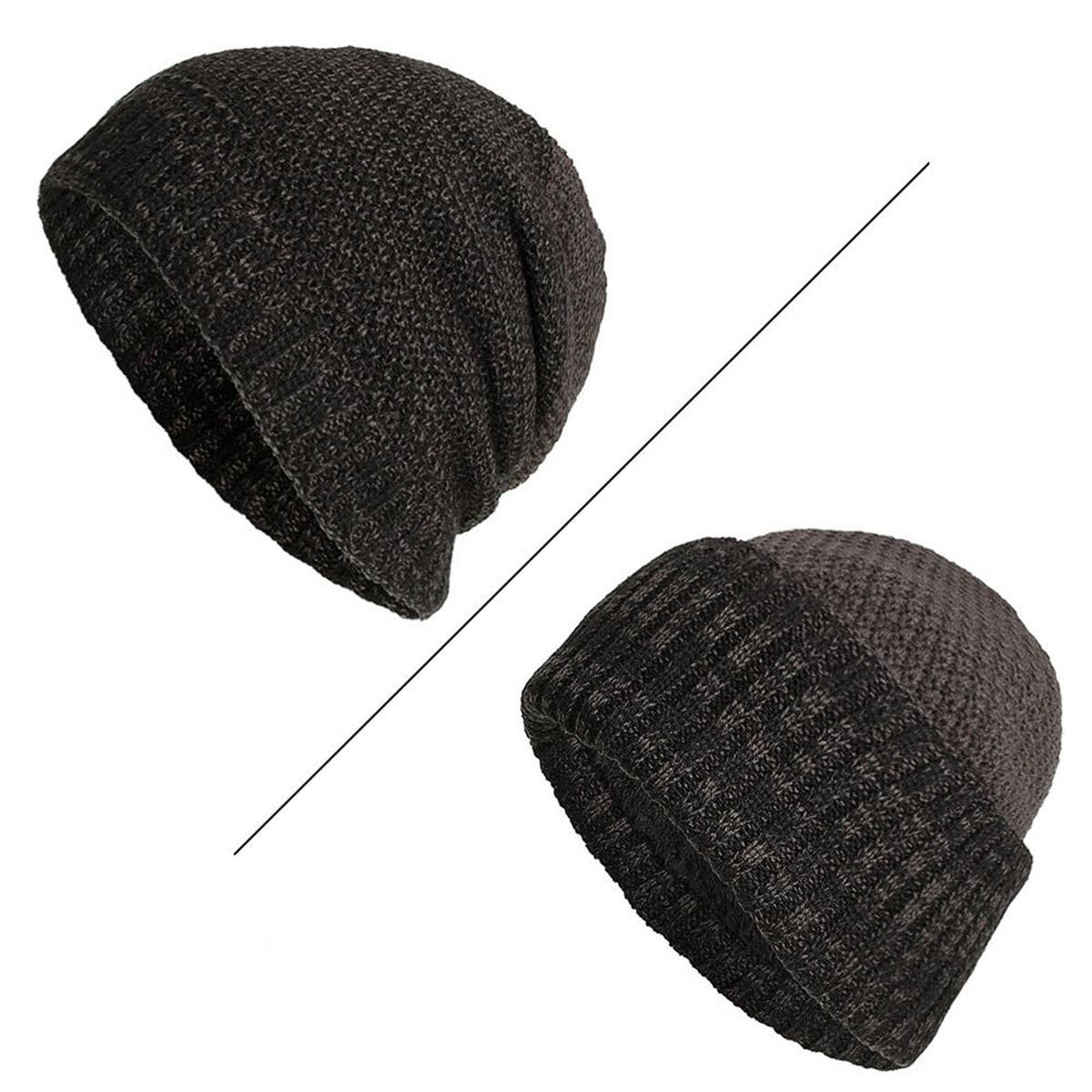FLEECE TWO-TONE CORN KERNELS PULLER KNITTED HAT