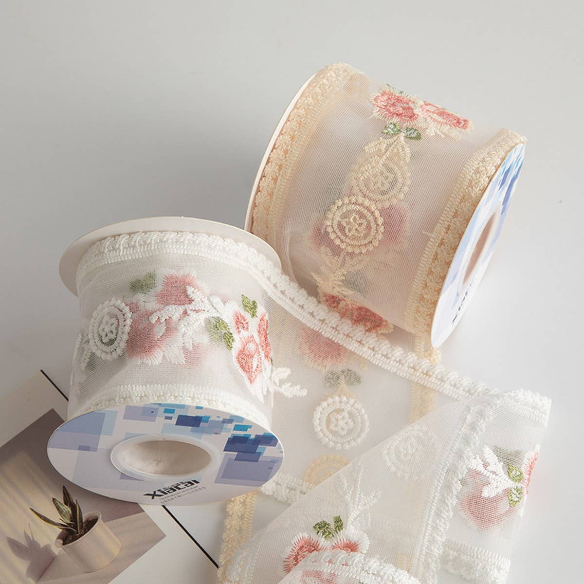 ROSE FLOWER EMBROIDERY LACE DIY RIBBON