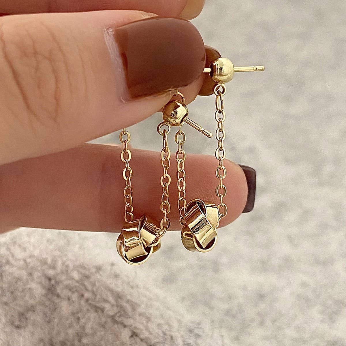 GEOMETRIC SPIRAL TWIST PENDANT TASSEL EARRINGS