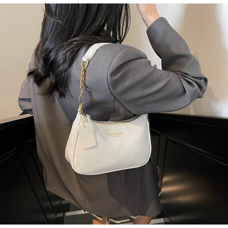 Simple PU leather glossy crossbody bag