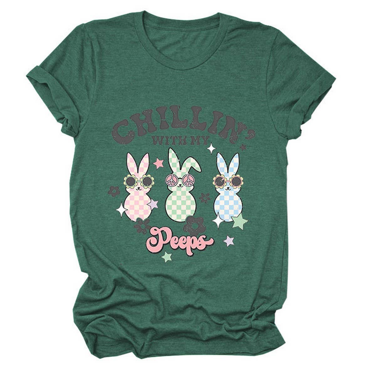 EASTER CUTE BUNNY LOOSE COMFORT SHORT SLEEVE TEES_CWTTS0867
