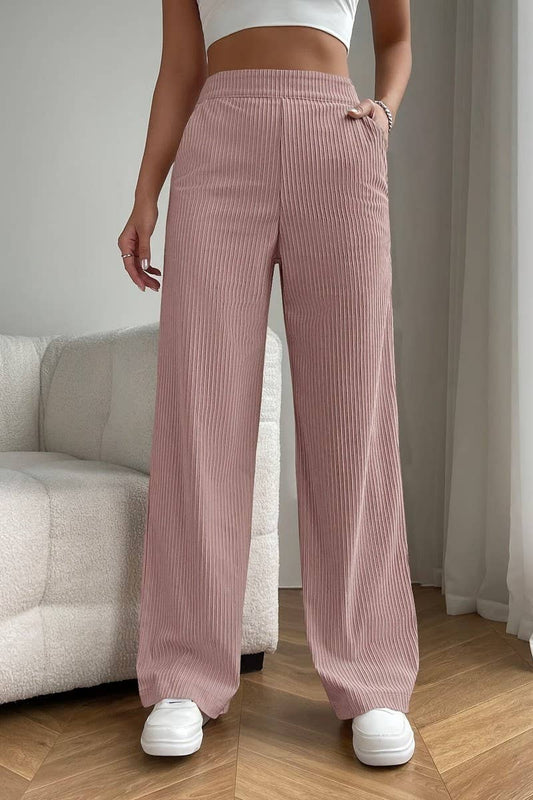 CWBLP1814_HIGH WAIST LOOSE DRAPE CASUAL STRAIGHT PANTS