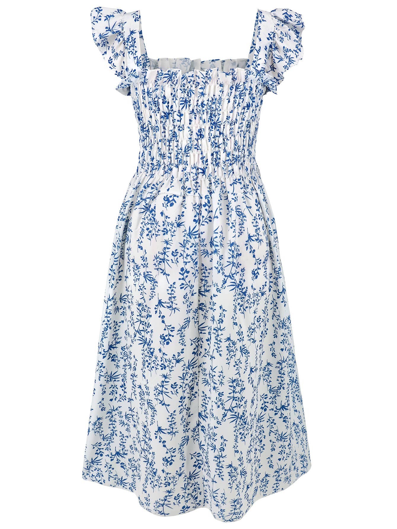 A-Line Dress with Puff Sleeves and Square Neck