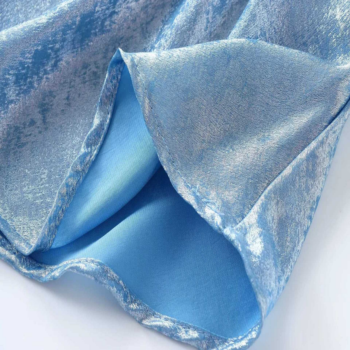 Fashion Metallic Foil Draped Collar Mini Dress_CWDMD5813