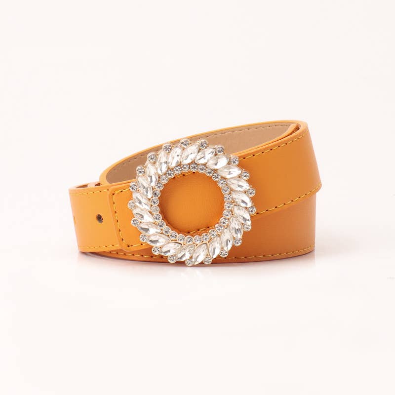 Fashionable round-button rhinestone belt